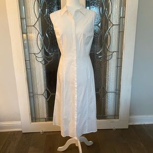 White House Black Market Sleeveless Eyelet Shirt Dress